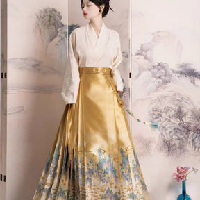 Chinese Ming Dynasty Mamian Skirt - Yun Shan Wu Yin - Jianxi Hanfu