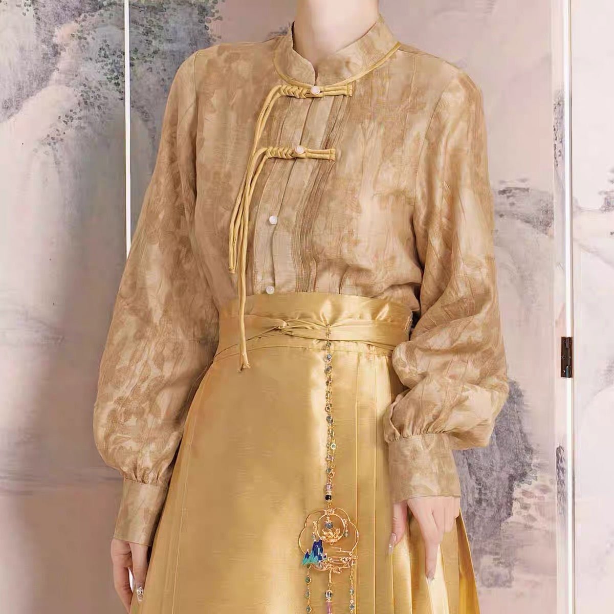 Chinese Ming Dynasty Mamian Skirt - Yun Shan Wu Yin - Jianxi Hanfu