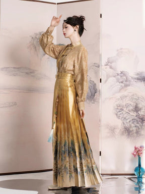 Chinese Ming Dynasty Mamian Skirt - Yun Shan Wu Yin - Jianxi Hanfu