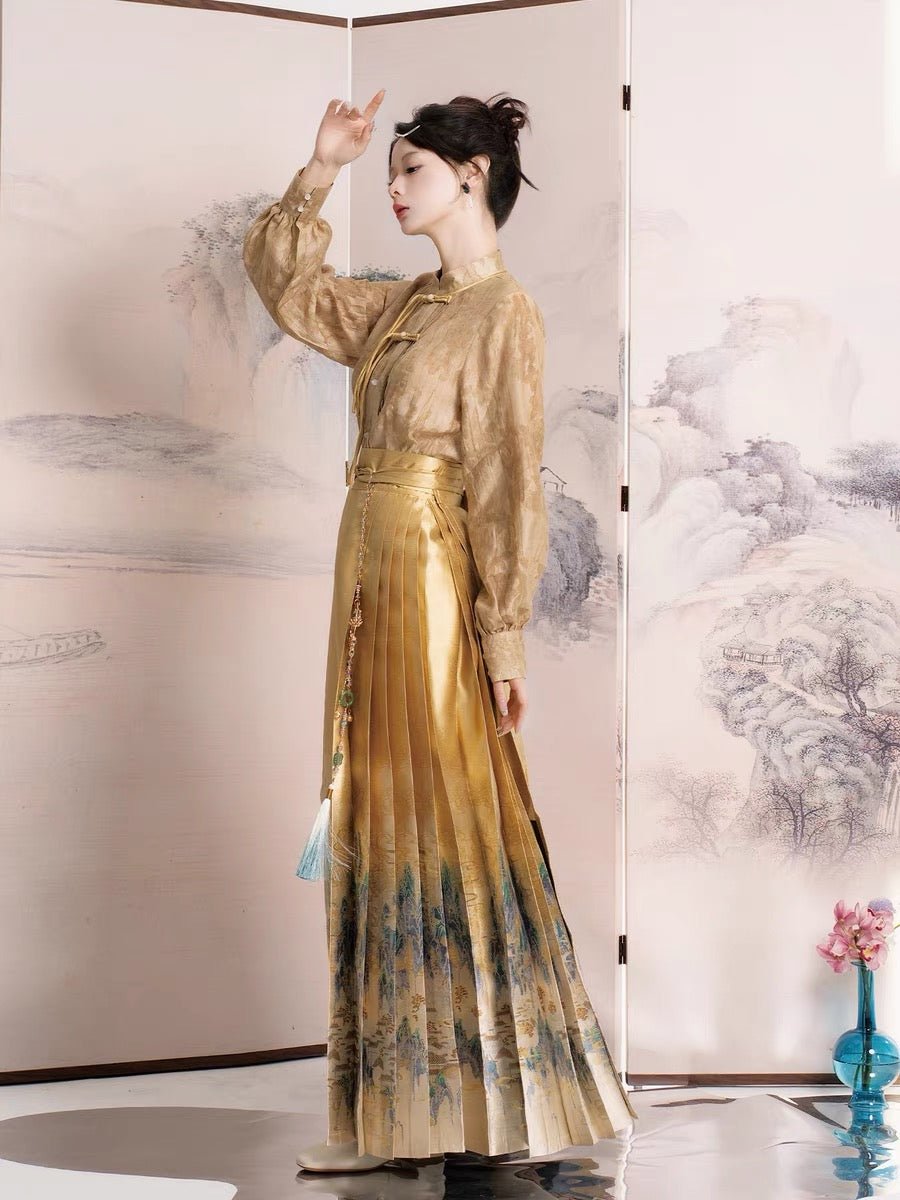 Chinese Ming Dynasty Mamian Skirt - Yun Shan Wu Yin - Jianxi Hanfu
