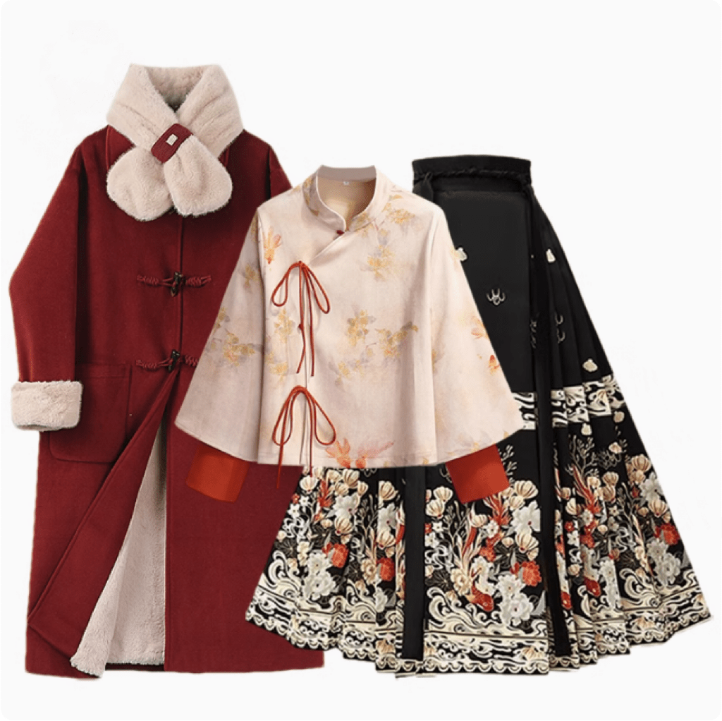 Chinese New Year Modern Hanfu Christmas Mamian skirt - Jianxi Hanfu