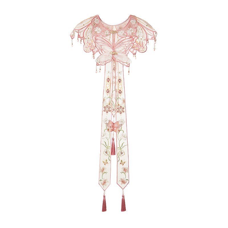 ming dynasty women's bachelor gowns yunjian pink cloud collar - Jianxi Hanfu
