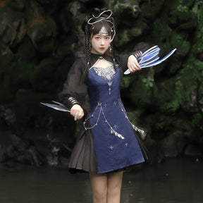 blue chinese style qi lolita dresses - Jianxi Hanfu