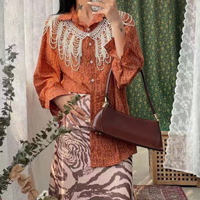 women's orange qipao chinese cheongsam yunjian cloud collar - Jianxi Hanfu