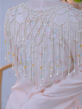 Chinese style women's hanfu cloud collar qipao yunjian colorful pearl - Jianxi Hanfu