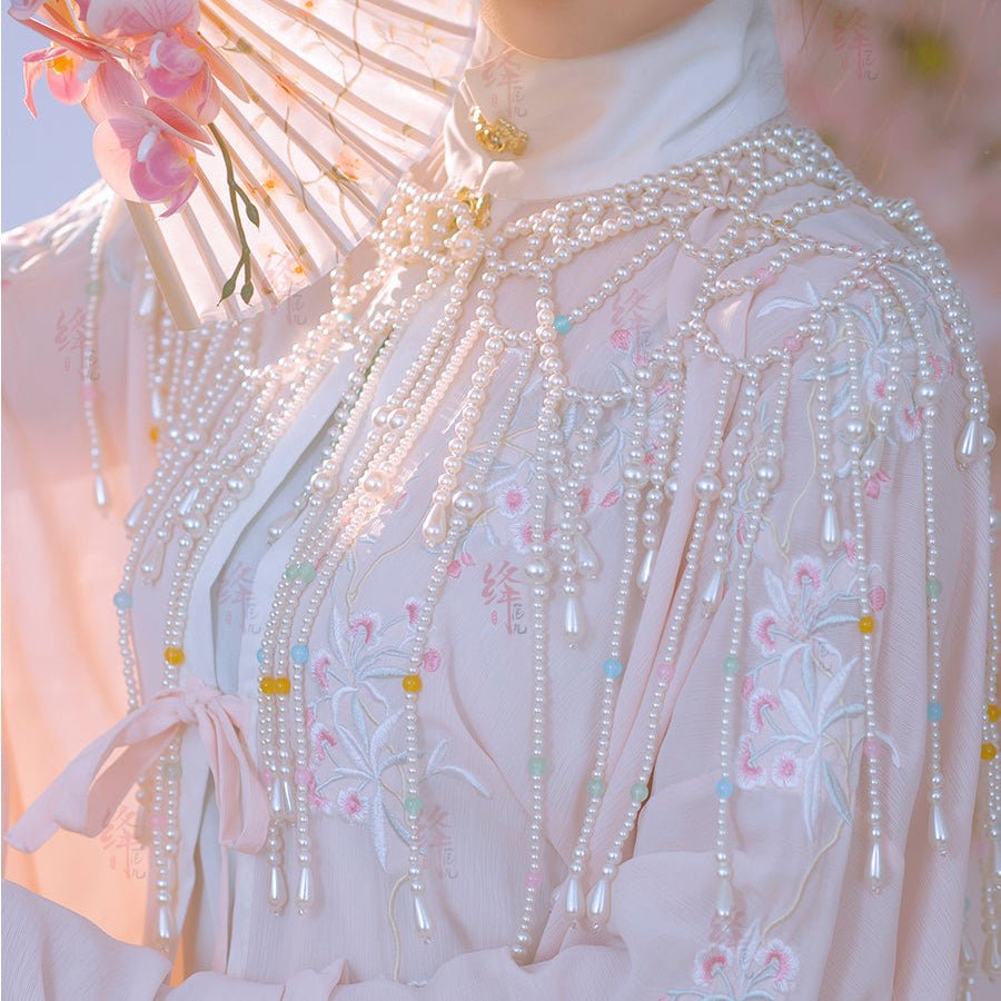 Chinese style women's cloud collar qipao yunjian colorful pearl - Jianxi Hanfu