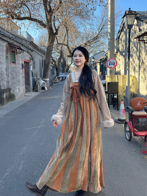 chinese tang dynasty women's plus hanfu brown shirt - Jianxi Hanfu