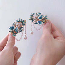 Chinese traditional cloisonné craft retro butterfly hairpin - Jianxi Hanfu