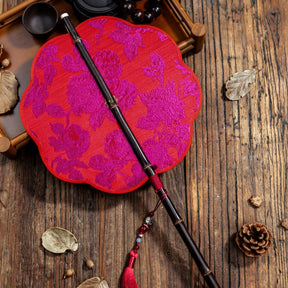 red rose chinese foding hand fan-Jianxi Hanfu