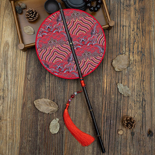 chinese folding fan red waist fan-Jianxi Hanfu