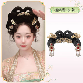 chinese women's hanfu tessal hairpin black fake hair - Jianxi Hanfu