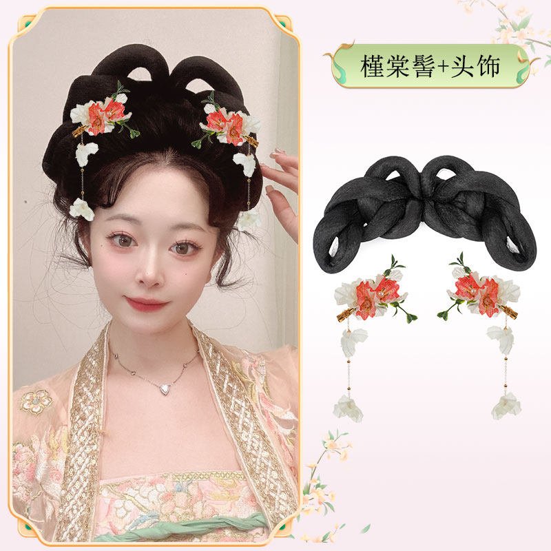 chinese tang dynasty women's hanfu tessal hairpin black fake hair - Jianxi Hanfu
