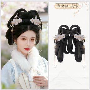 chinese ming dynasty women's black wig hair tessal hairpin - Jianxi Hanfu