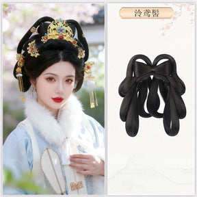 chinese tang dynasty women's black wig hair tessal hairpin - Jianxi Hanfu