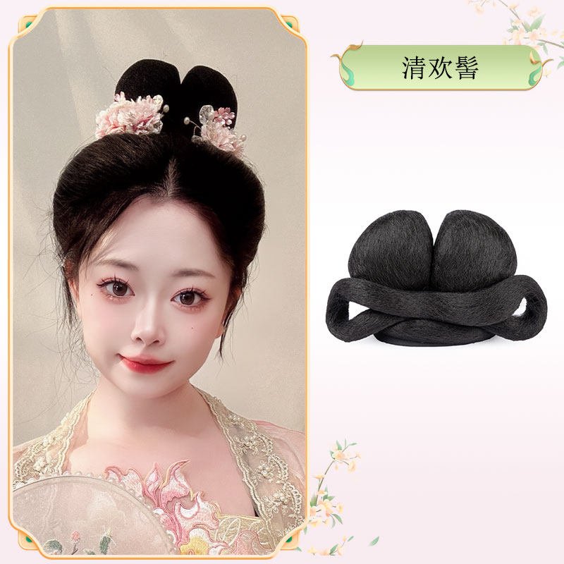 chinese tang dynasty women's hanfu accessories blakc fake hair - Jianxi Hanfu