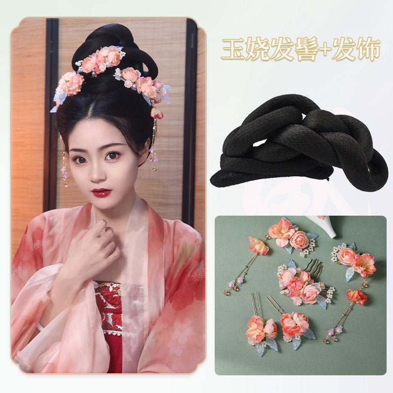 Chinese tang dynasty Women's Hanfu Accessories Black fake Hair - Jianxi Hanfu
