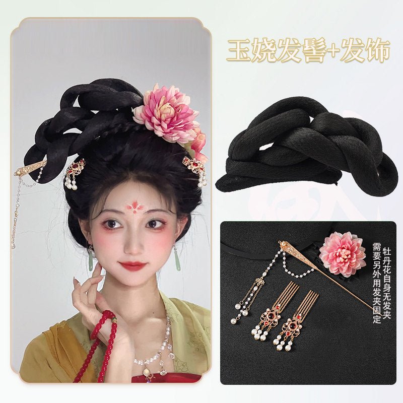 Chinese tang dynasty Women's Hanfu Accessories Black wig Hair - Jianxi Hanfu