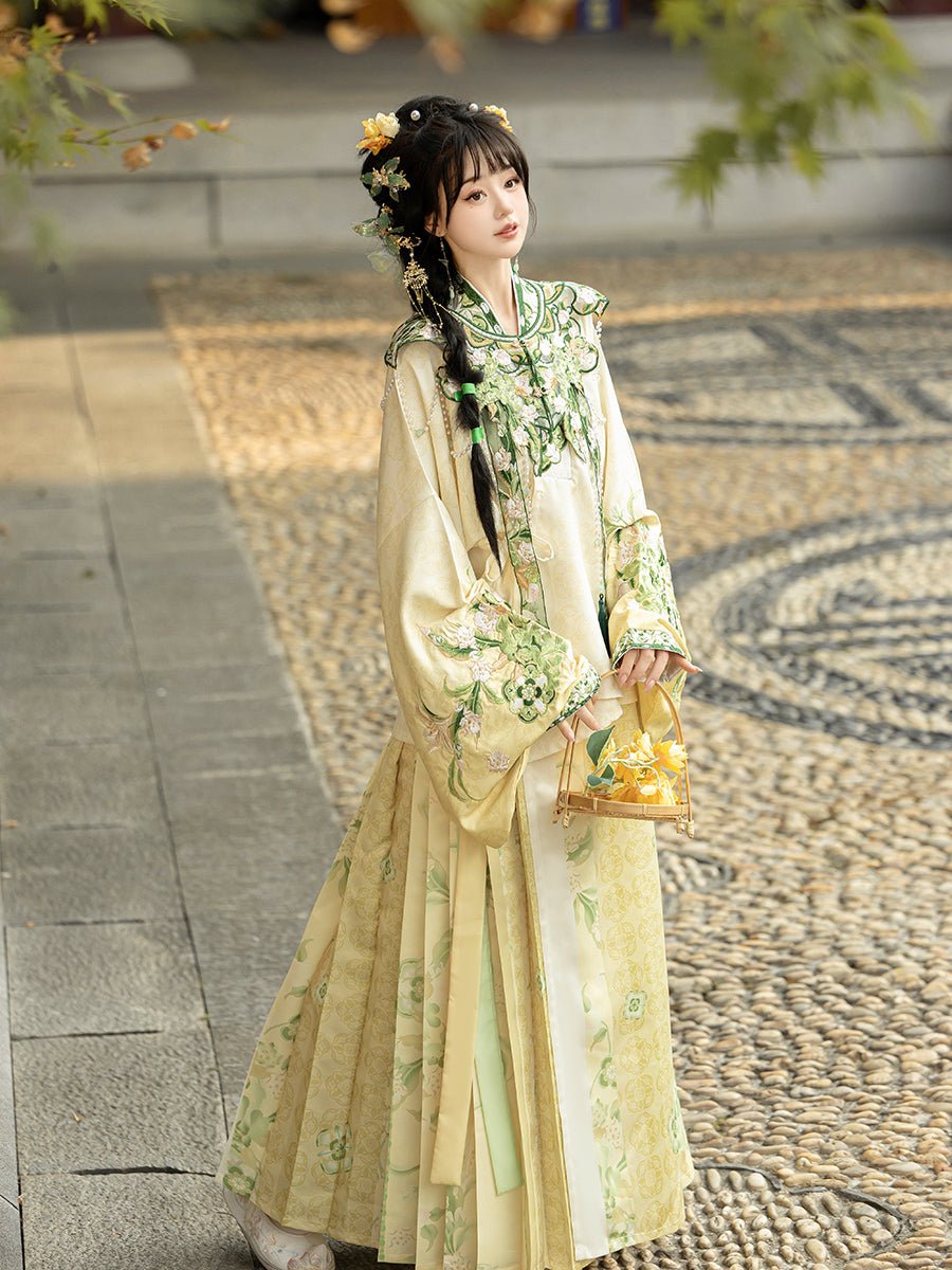 chinese hanfu mamian skirt green yunjian cloud collar - Jianxi Hanfu