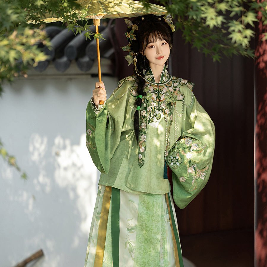 chinese style mamian skirt green yunjian collar - Jianxi Hanfu