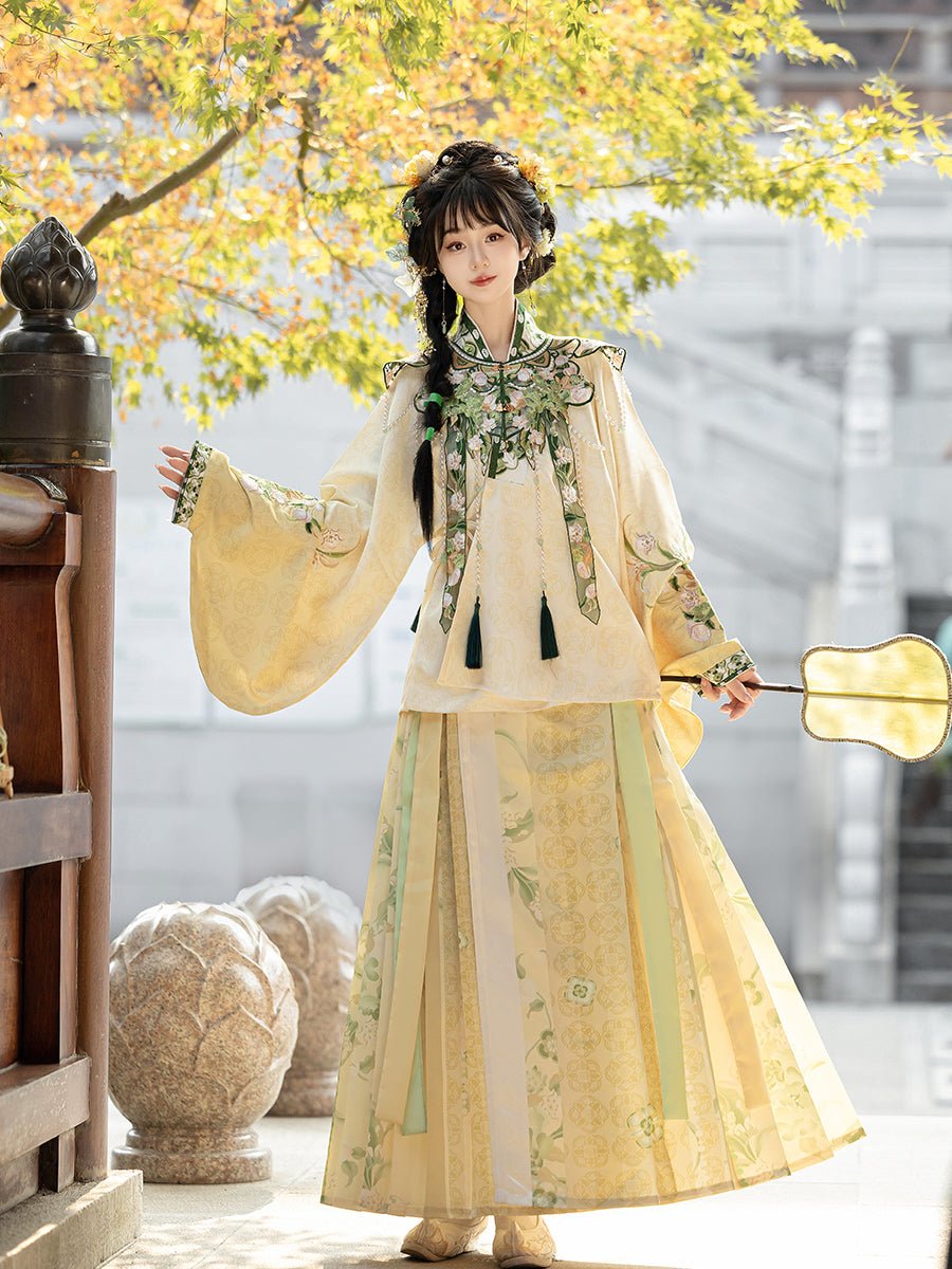 chinese style song dynasty mamian skirt green yunjian collar - Jianxi Hanfu