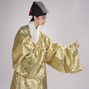 chinese men's hanfu yellow daopao robe - Jianxi Hanfu