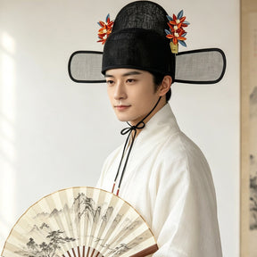 chinese ming dynasty men's black hanfu cap - Jianxi Hanfu