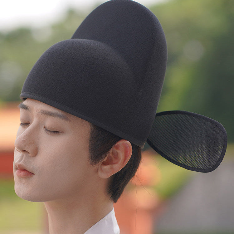 chinese ming dynasty fashion men's hanfu hat black official wusha hat - Jianxi Hanfu