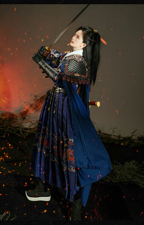 chinese ming dynasty women's blue armor feiyufu hanfu - Jianxi Hanfu