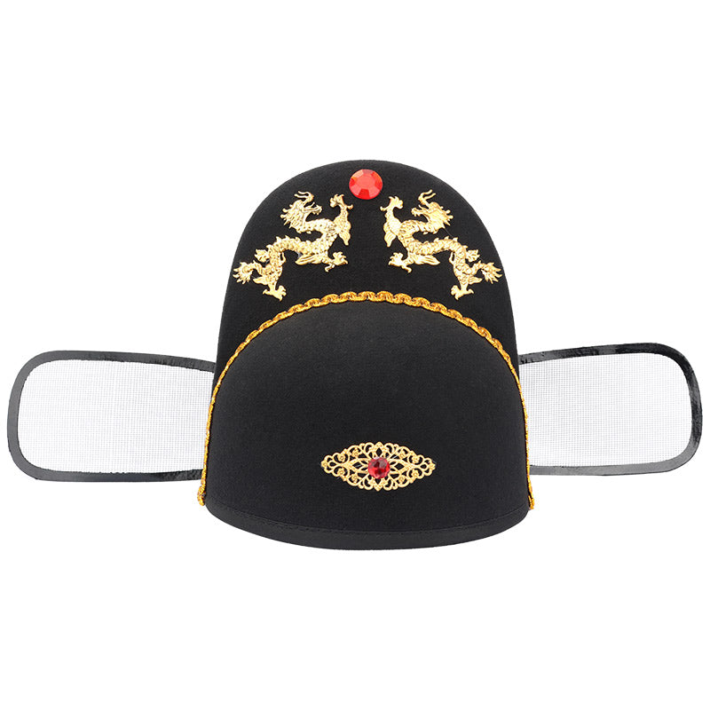 chinese ming dynasty imperial hat men's black wushamao dragon pattern- Jianxi Hanfu