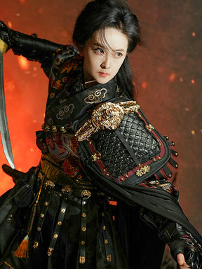 chinese ming dynasty women's black armor feiyufu hanfu - Jianxi Hanfu