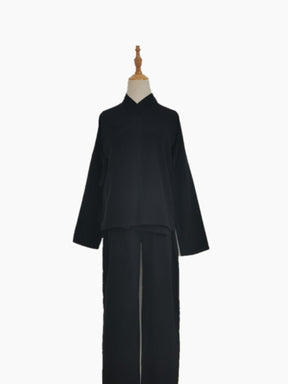 chinese song dynasty hanfu black cross collar shirt - Jianxi Hanfu