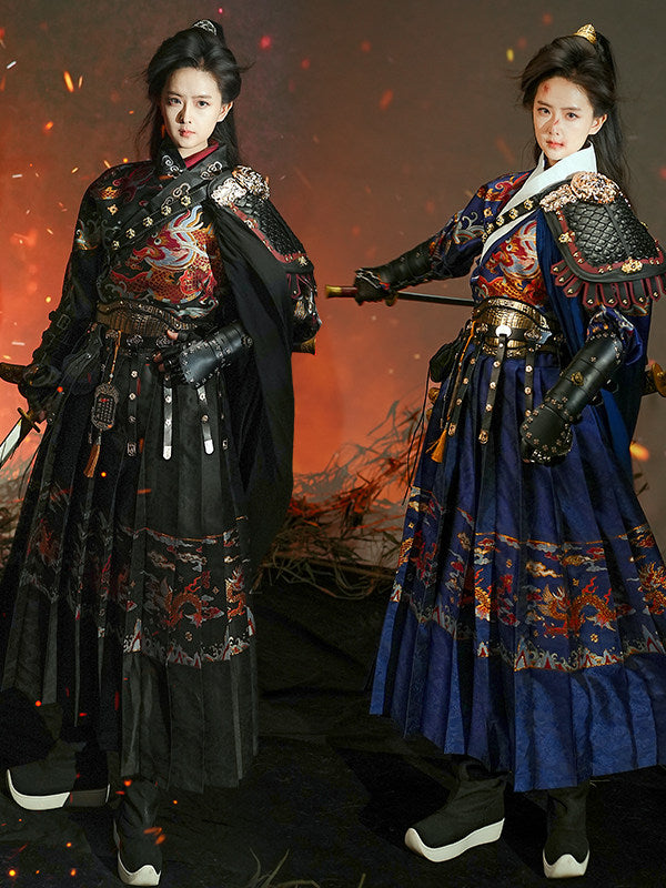chinese style women's blue armor feiyufu hanfu - Jianxi Hanfu
