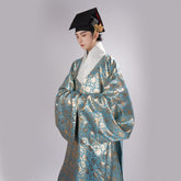 chinese men's hanfu blue daopao robe - Jianxi Hanfu