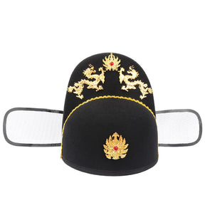 chinese ming dynasty imperial hat men's black wushamao dragon pattern sun- Jianxi Hanfu