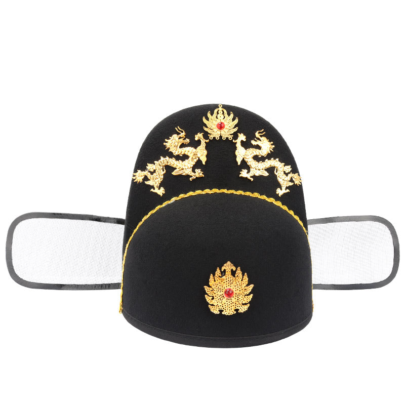 chinese ming dynasty imperial hat men's black wushamao dragon pattern sun- Jianxi Hanfu