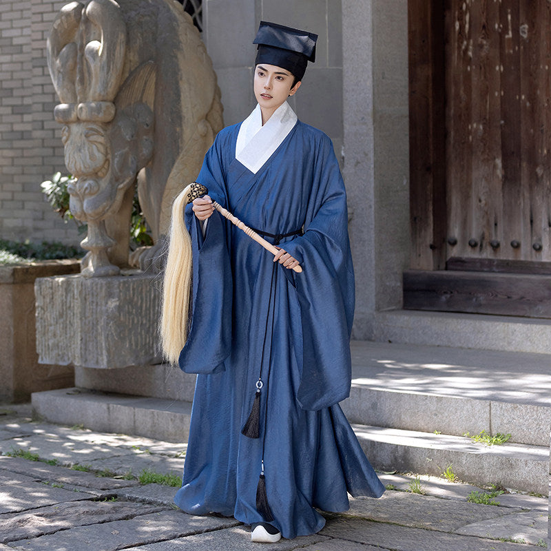 chinese style blue taoist hanfu robe - Jianxi Hanfu