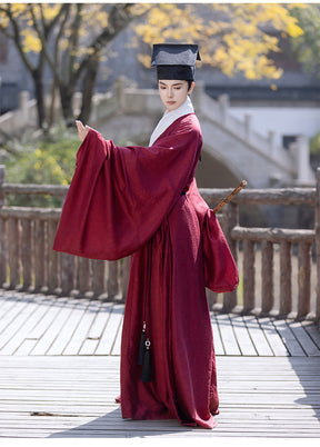 chinese men's hanfu ming dynasty red taoist robe - Jianxi Hanfu