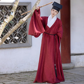 chinese ming dynasty men's hanfu red taoist robe - Jianxi Hanfu