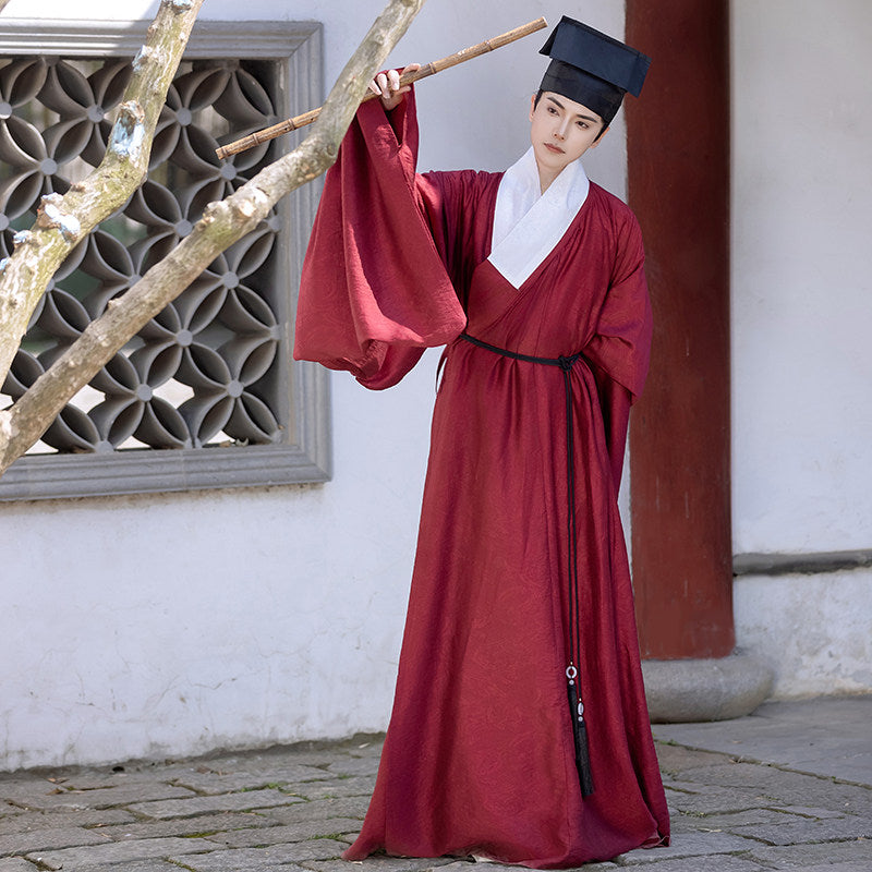 chinese ming dynasty men's hanfu red taoist robe - Jianxi Hanfu