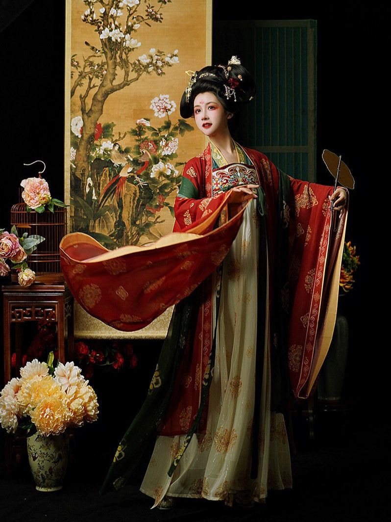 women's plus size red big sleeve shirt - Jianxi Hanfu