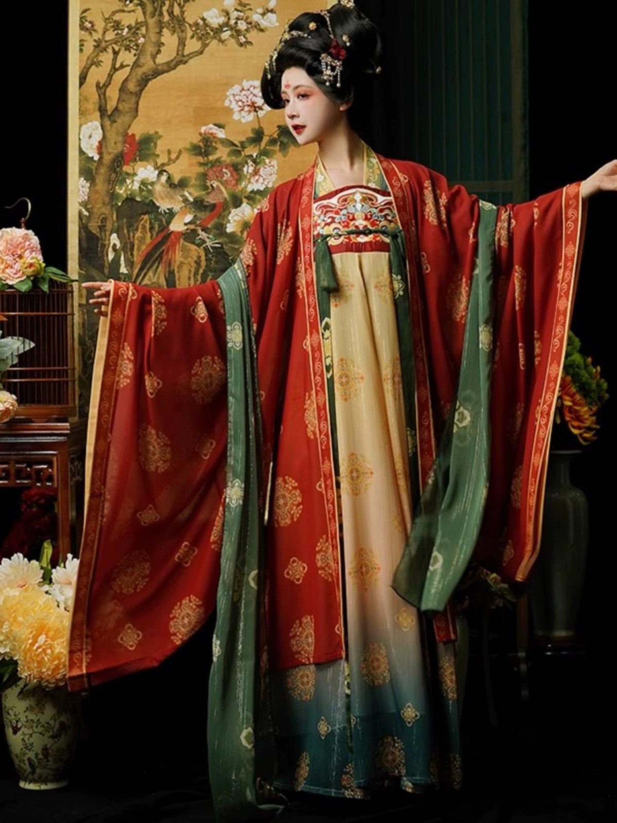 chinese style women's plus size green pibo scarf - Jianxi Hanfu