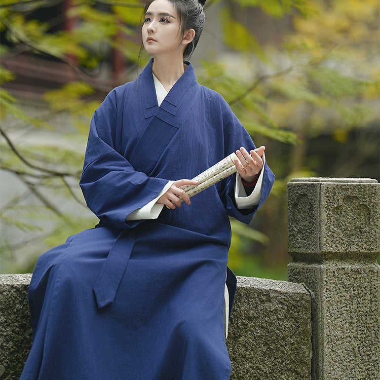 chinese men's hanfu blue taoist robe - Jianxi Hanfu