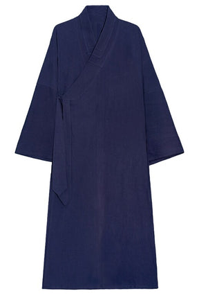 chinese ming dynasty men's hanfu cross collar blue taoist robe - Jianxi Hanfu