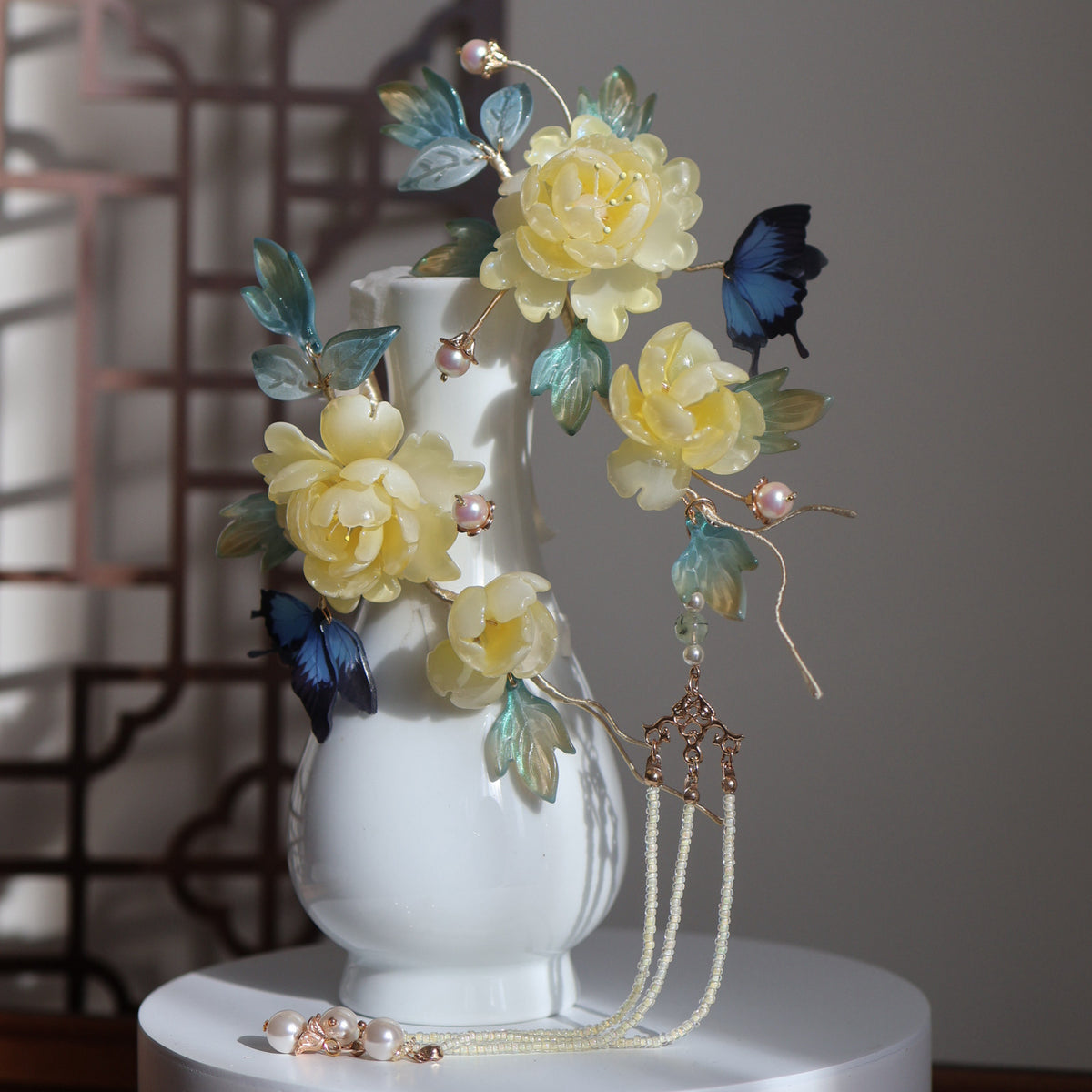 chinese ming dynasty women's hanfu accessories yellow hairpin - Jianxi Hanfu