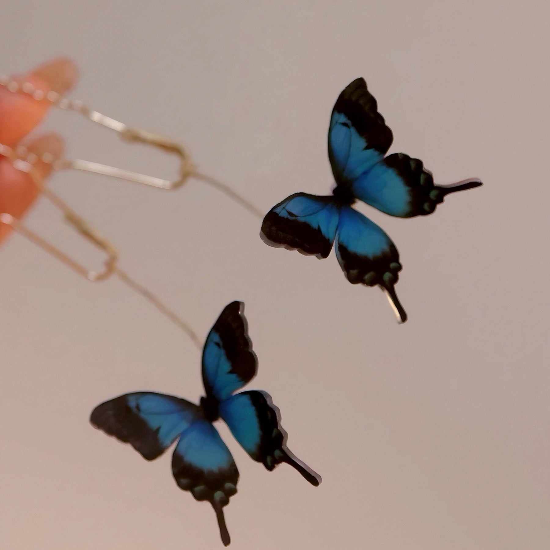 chinese womens hanfu accesories blue butterfly hairpin - Jianxi Hanfu