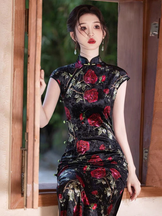 Classic and Elegant Qipao - Rose - Jianxi Hanfu