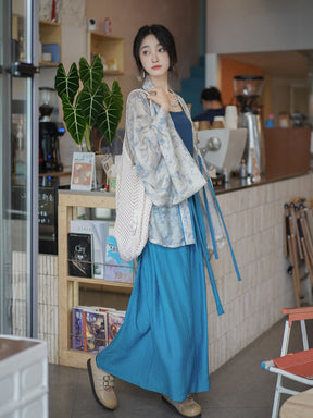 blue song ku trousers northern wei dynasty clothing women's hanfu - Jianxi Hanfu