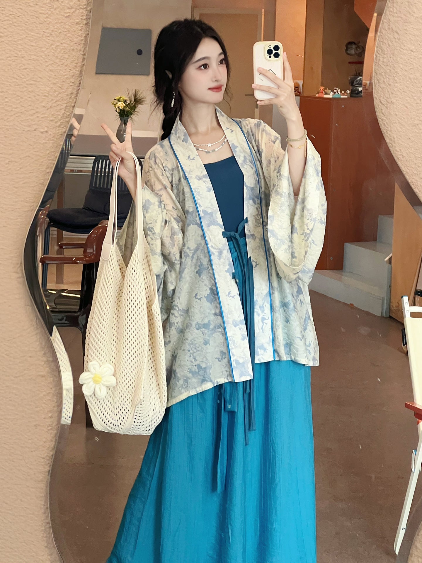blue camisole northern wei dynasty clothing women's hanfu - Jianxi Hanfu