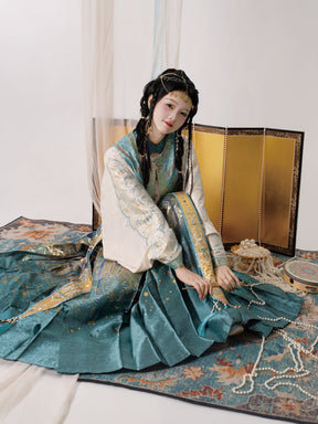 green summer hanfu dress mamian skirt women's clothing-Jianxi Hanfu