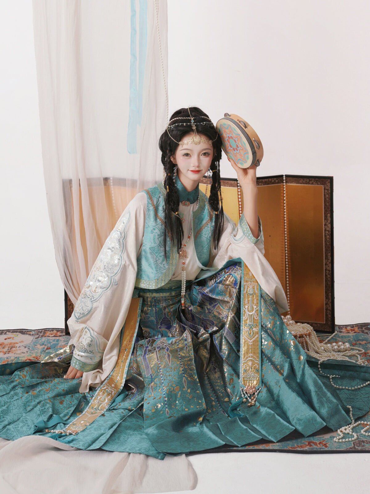 green hanfu dress mamian skirt women's clothing-Jianxi Hanfu